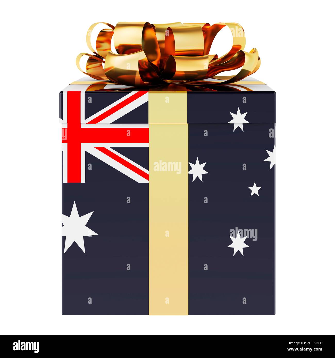 Gift box with Australian flag. Holiday in Australia, concept. 3D
