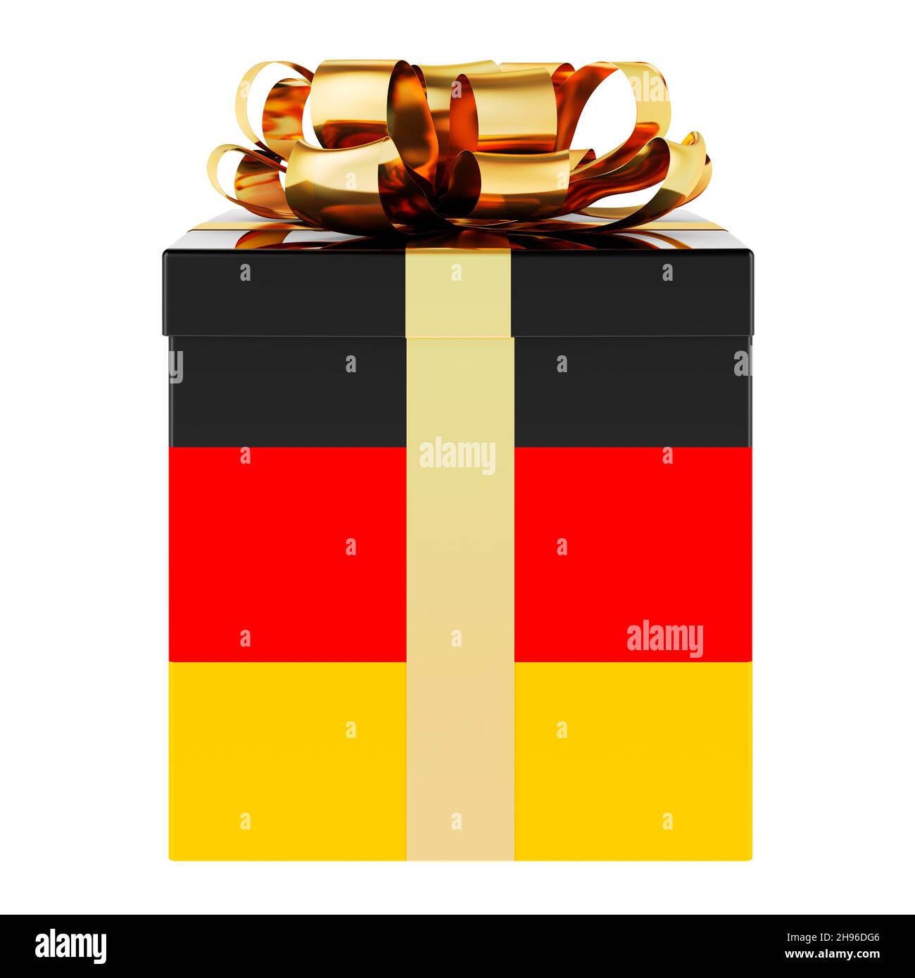 Gift box with German flag. Holiday in Germany, concept. 3D rendering