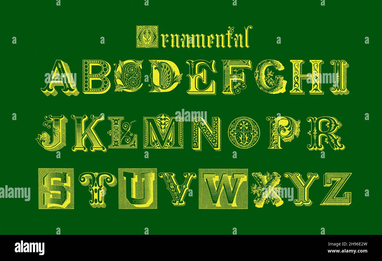 Ornamental vintage old font lettering of the ABC Stock Photo Alamy