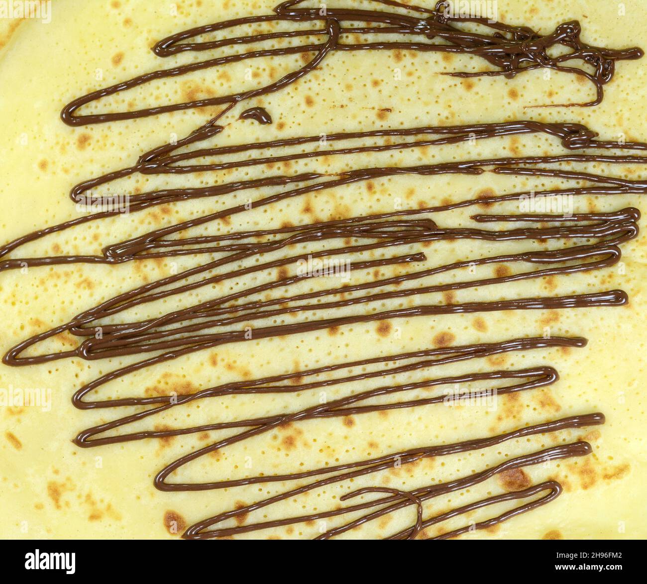 Pancake with melted chocolate texture background. Pancake full frame ...