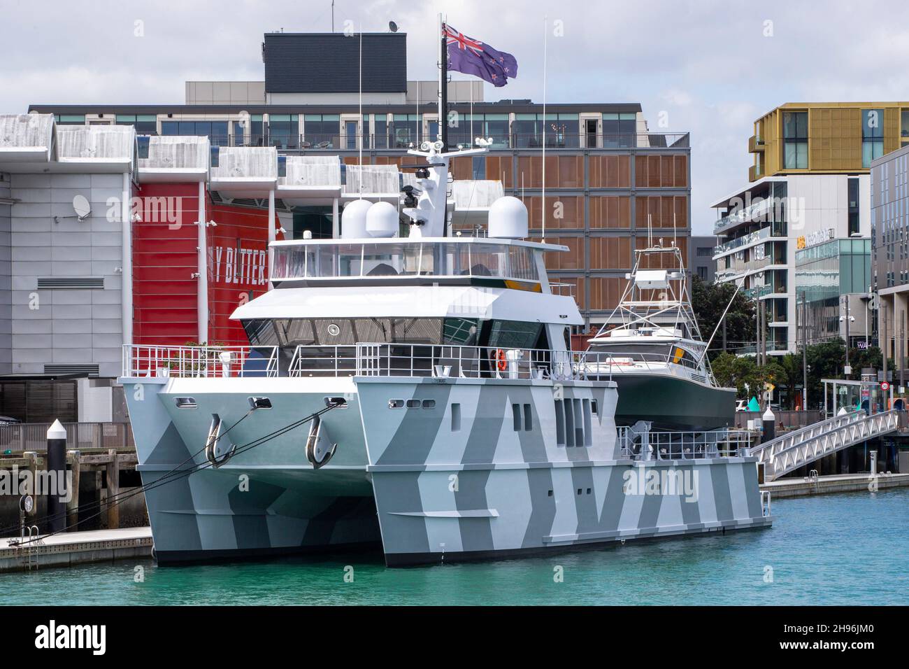 The Beast luxury yacht berthed in Auckland, New Zealand Stock Photo