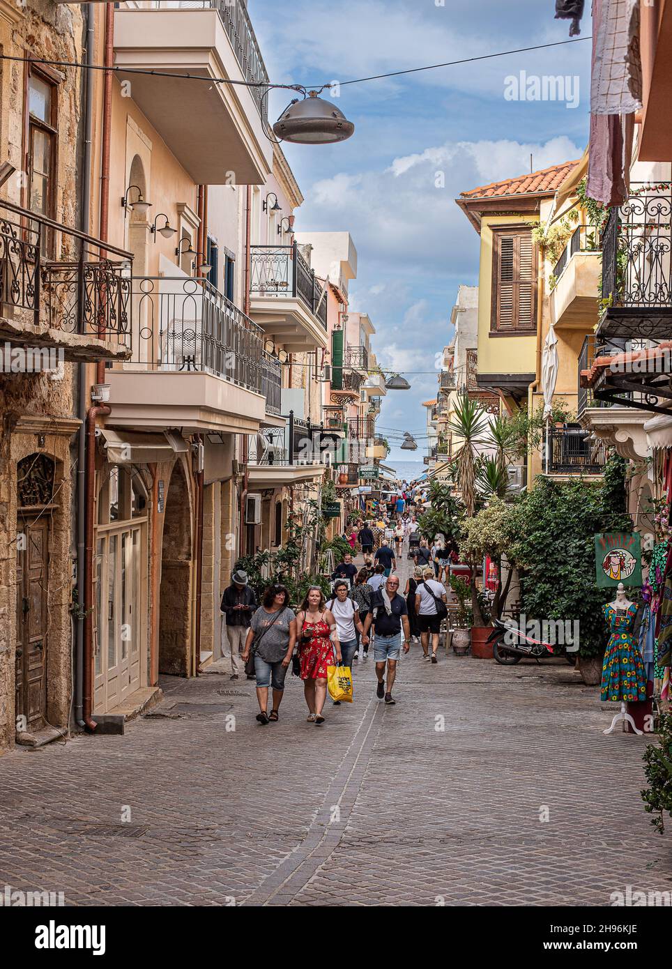 Tourists walking in the old town of Chania, Crete, Greece, October 18, 2021 Stock Photo