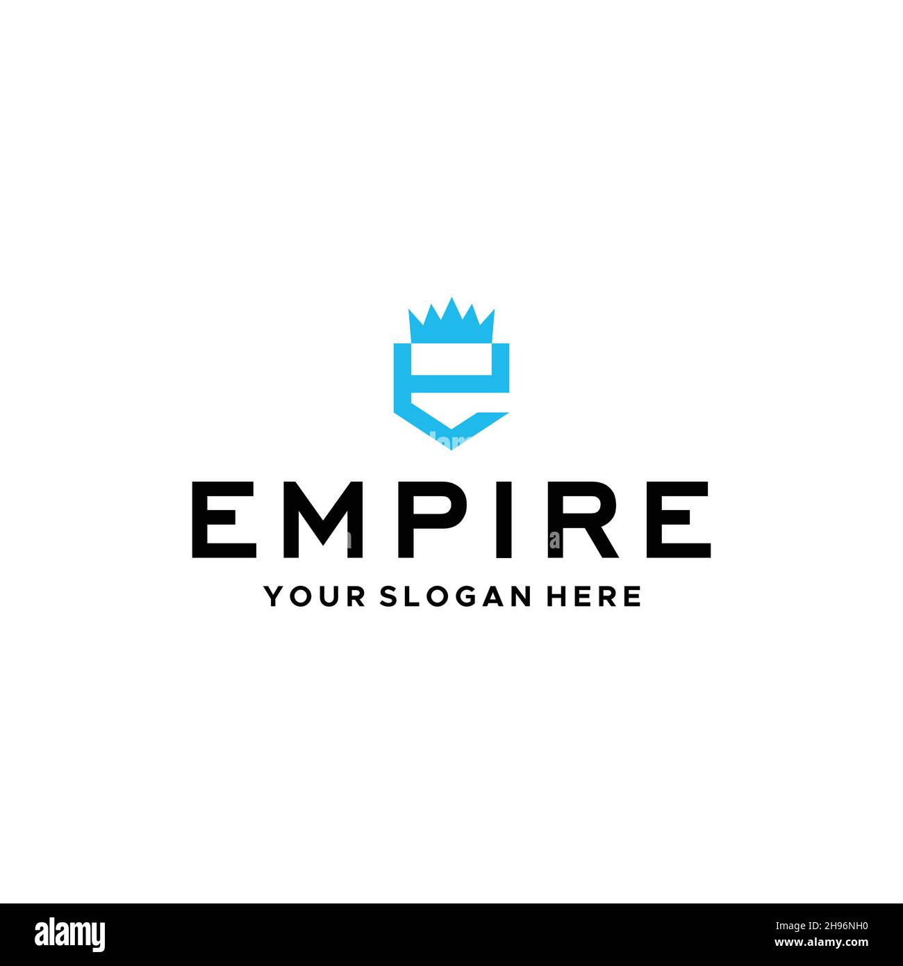 flat lettermark initial e EMPIRE crown logo design Stock Vector