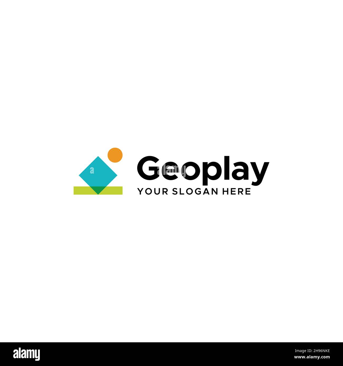 Modern flat colorful GEOPLAY playing logo design Stock Vector