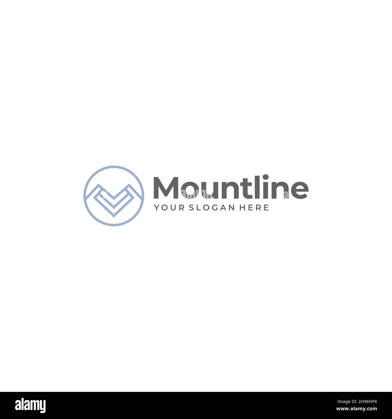 minimalist Mountline mountains circle Logo design Stock Vector
