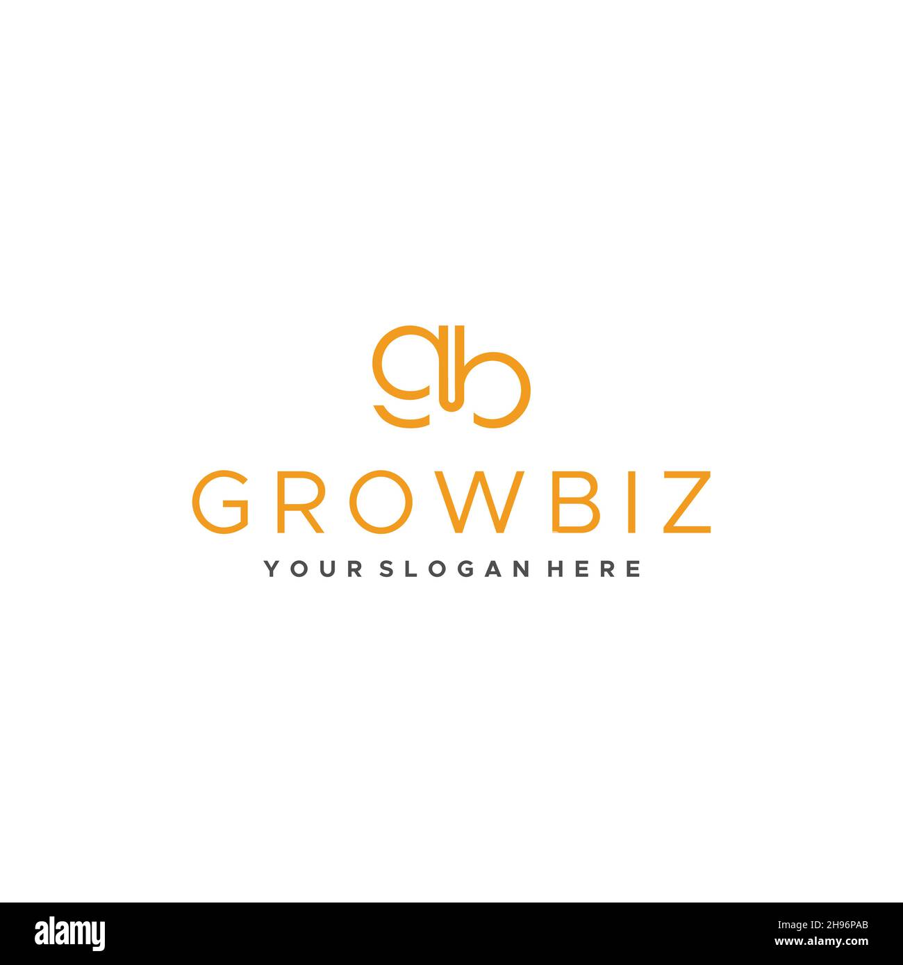 flat lettermark initial gb GROWBIZ logo design Stock Vector