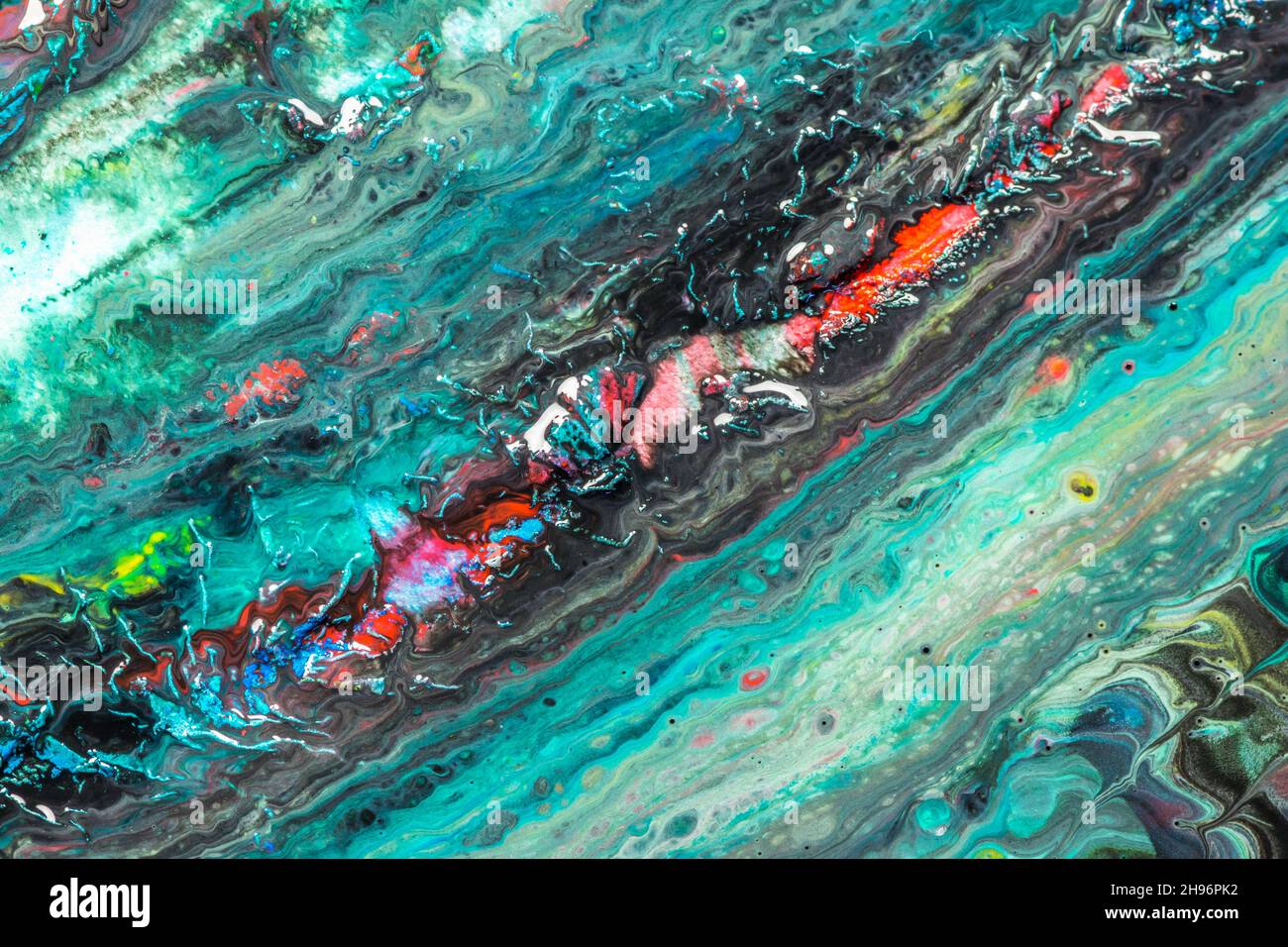 Abstract watercolor illustration with chaotic elements in blue tones Stock Photo