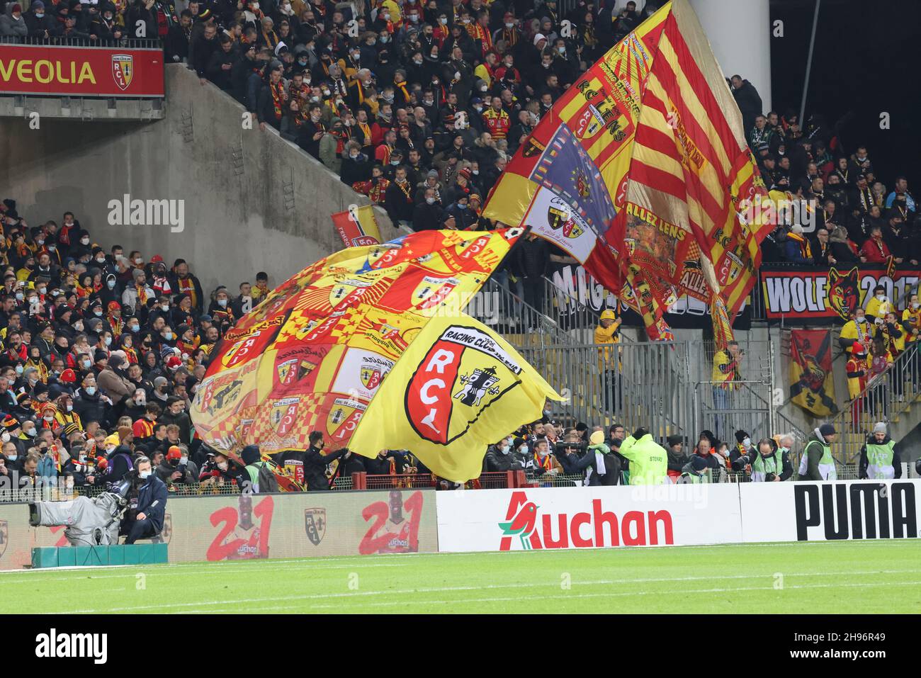 Supporter Lens during the French championship Ligue 1 football match  between RC Lens and Paris Saint-