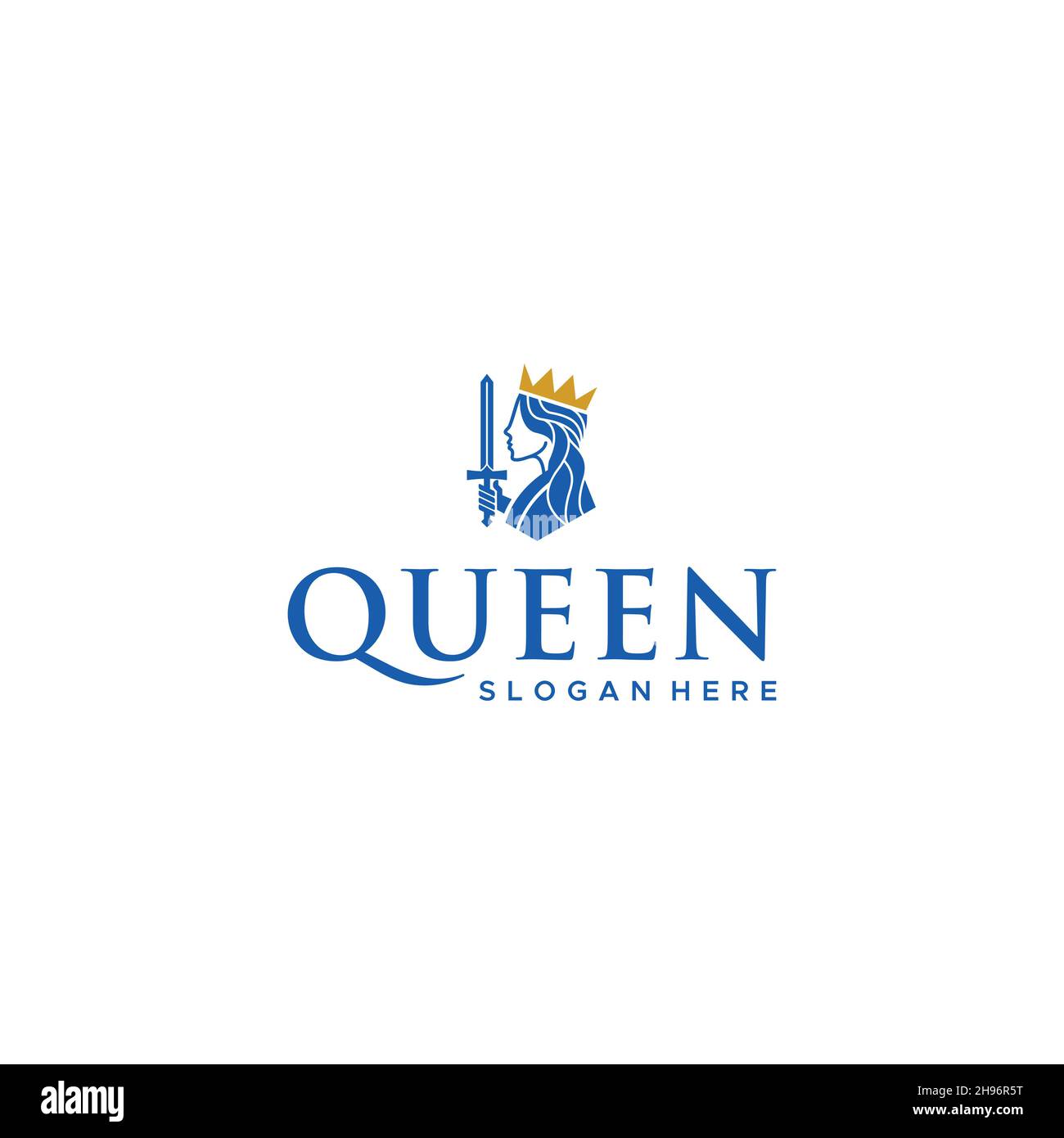 Modern flat colorful QUEEN princess logo design Stock Vector