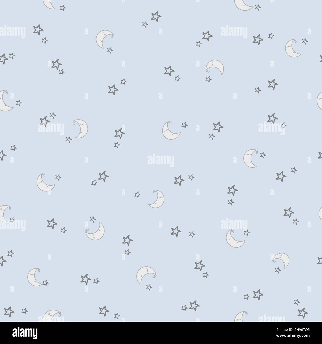Stars and Moon Pattern. Baby's Seamless Pattern with Smiling Slipping ...
