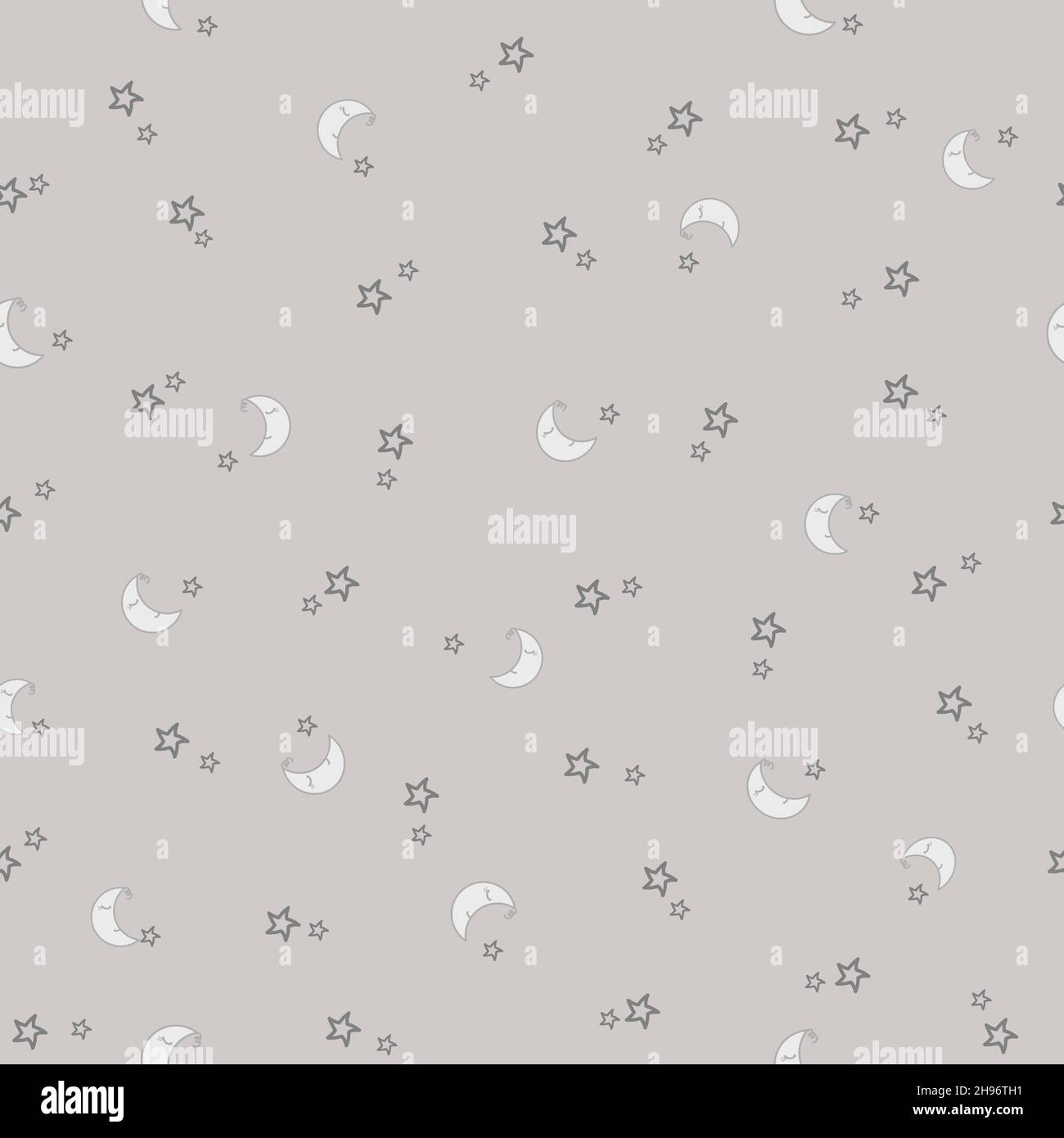Stars and Moon Pattern. Baby's Seamless Pattern with Smiling Slipping ...