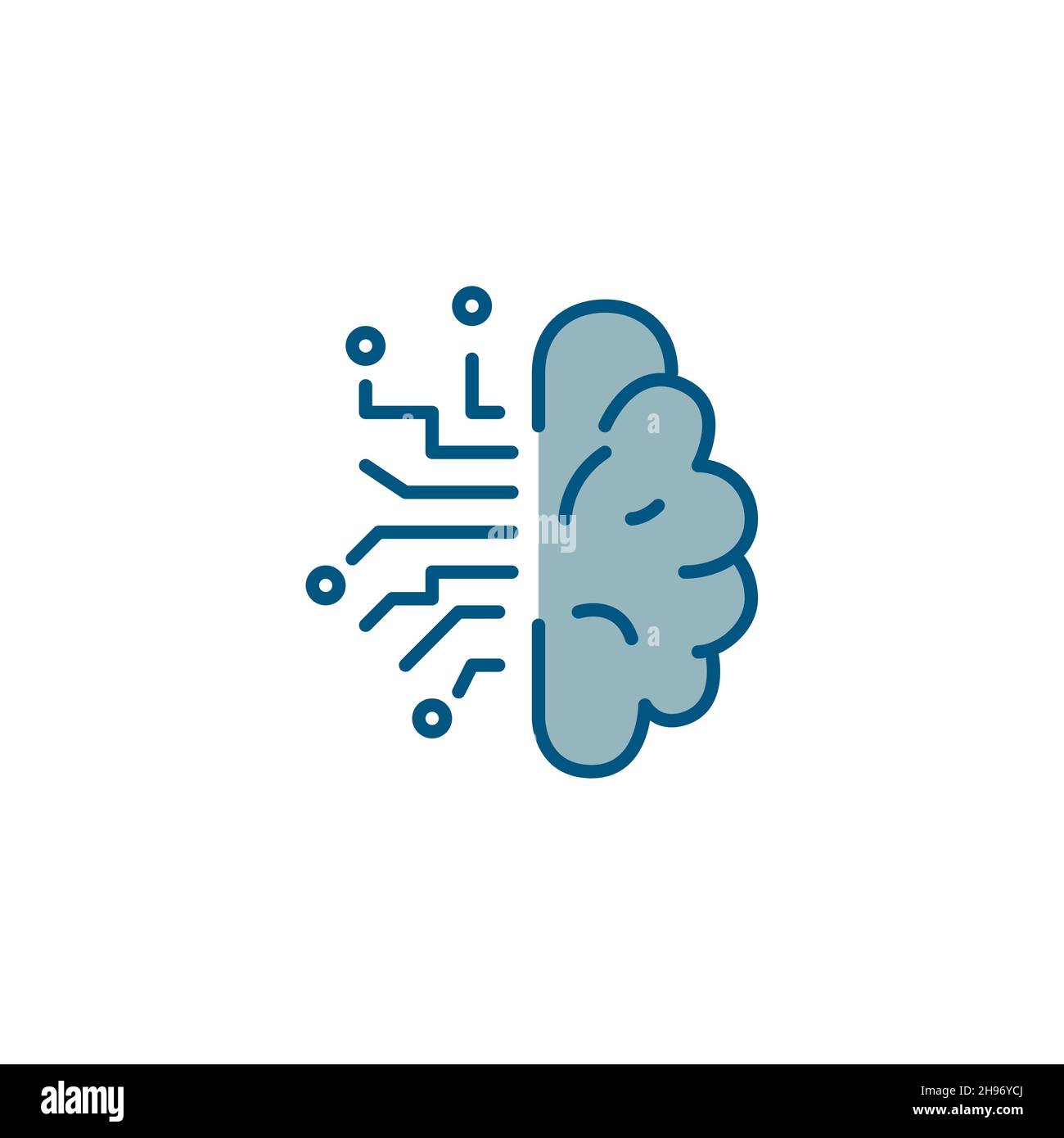 Artificial intelligence brain with cpu circuits. Pixel perfect, editable stroke colorful icon Stock Vector