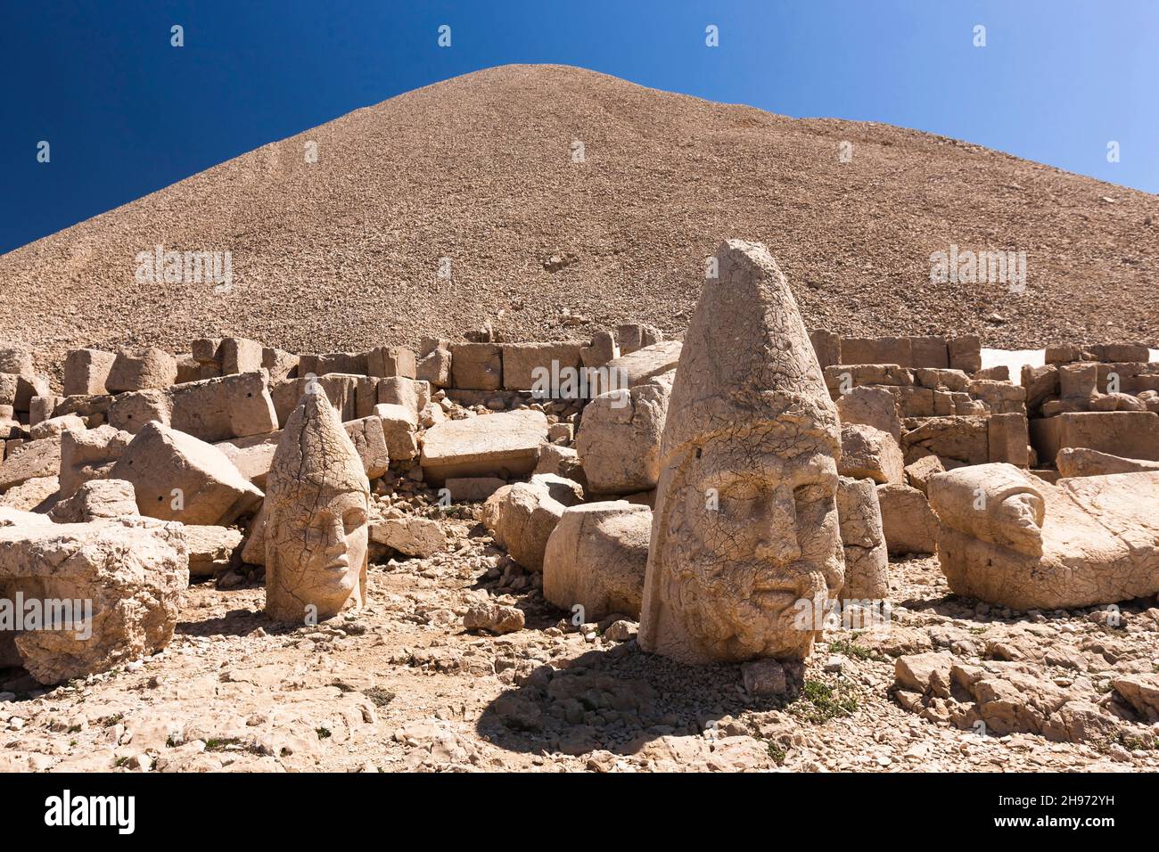 Mount Nemrut, Nemrut Dagi, head statues of gods, mausoleum of Commagene kingdom, Kahta, Adıyaman province, Turkey, Asia Stock Photo