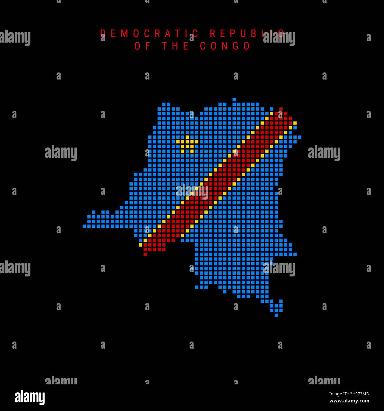 Square dots pattern map of Democratic Republic of the Congo. DR Congo ...