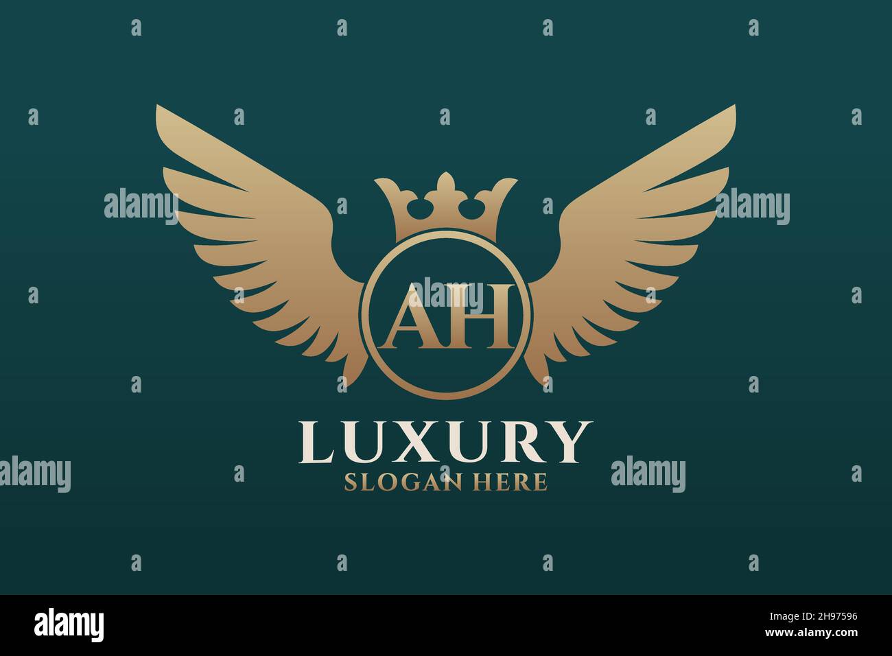 Luxury royal wing Letter AH crest Gold color Logo vector, Victory logo ...