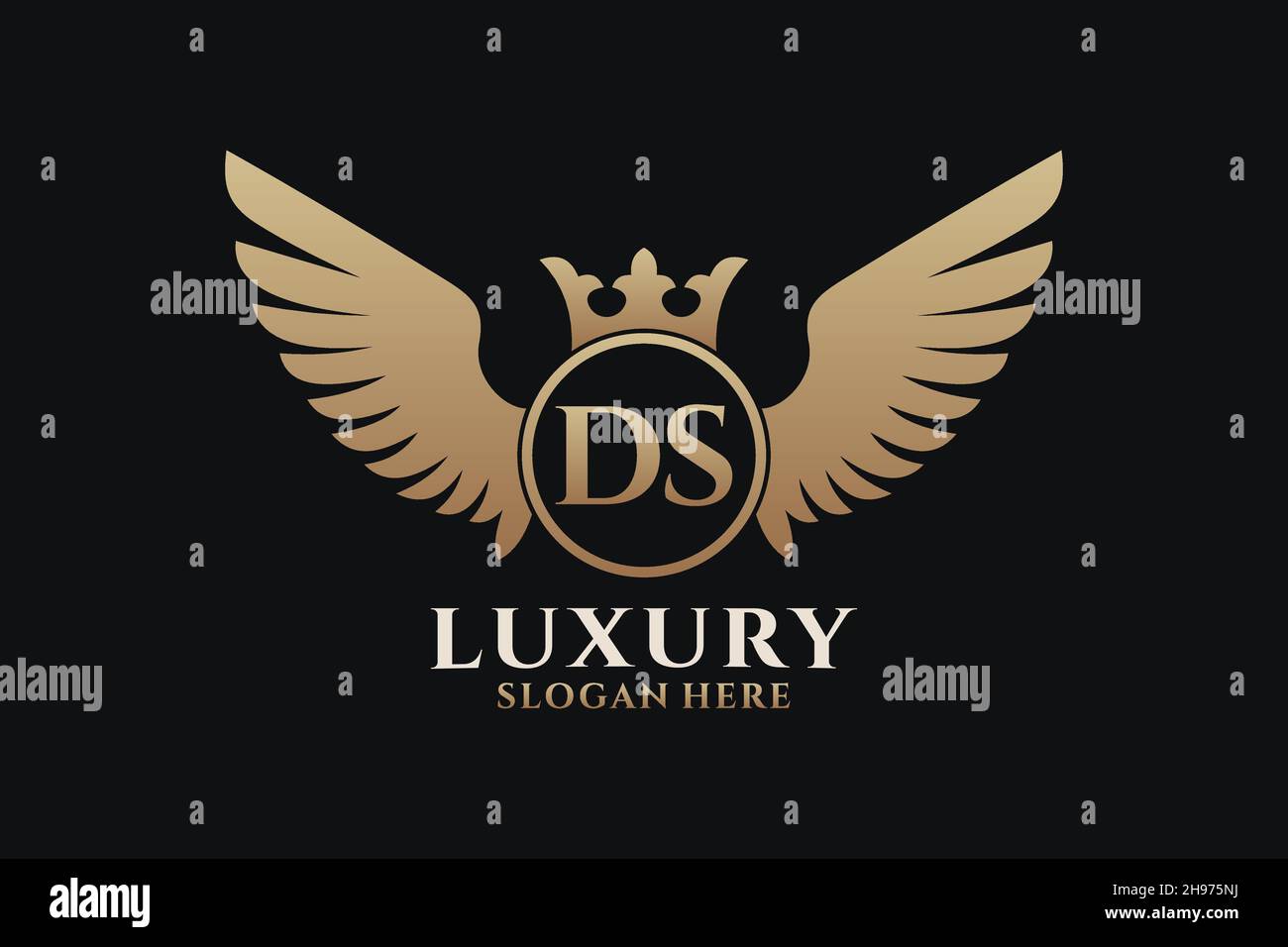 Luxury royal wing Letter DS crest Gold color Logo vector, Victory logo ...