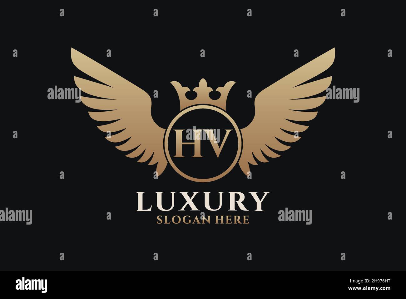 Luxury royal wing Letter HV crest Gold color Logo vector, Victory logo ...