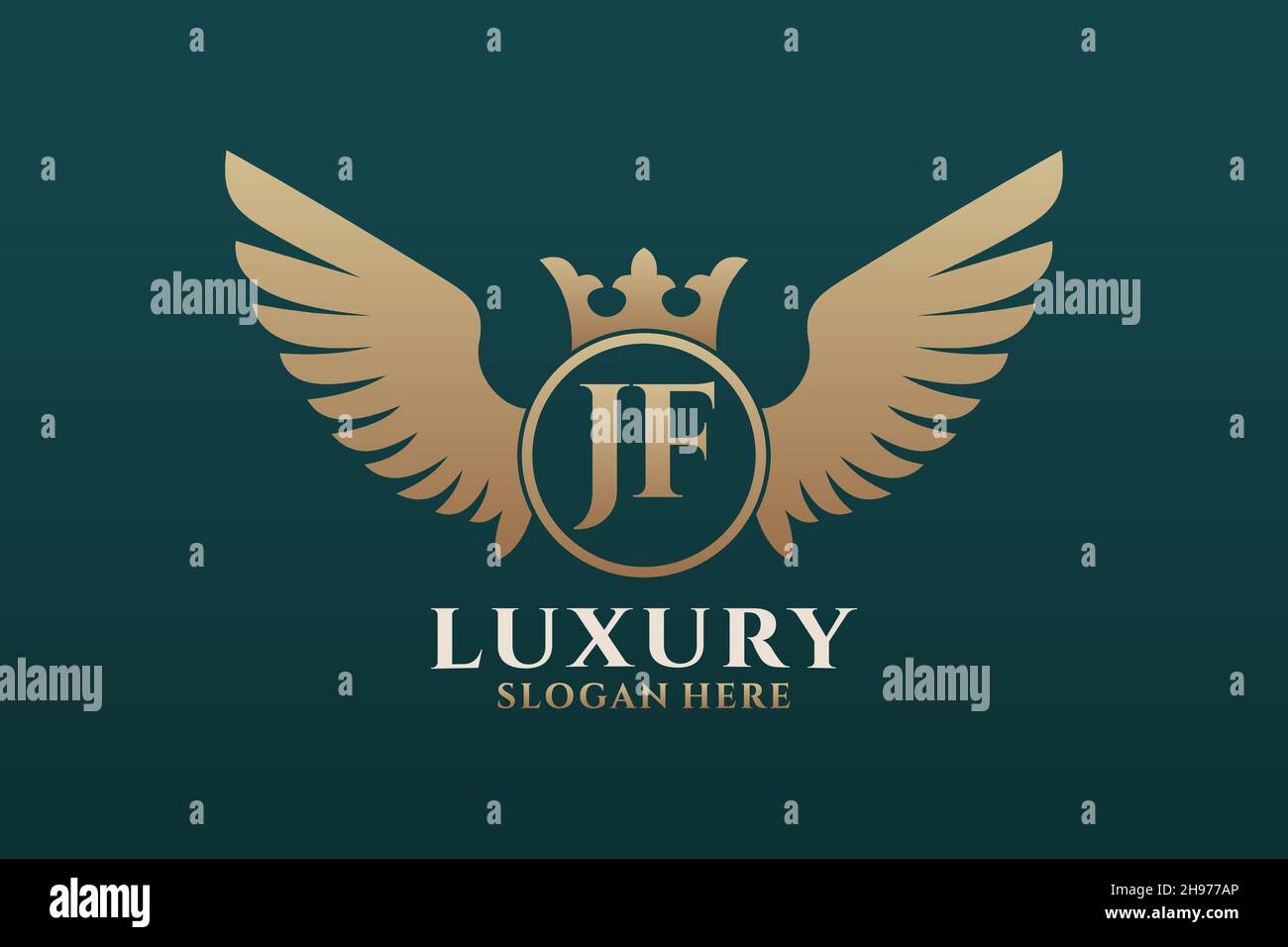 Luxury royal wing Letter JF crest Gold color Logo vector, Victory logo ...