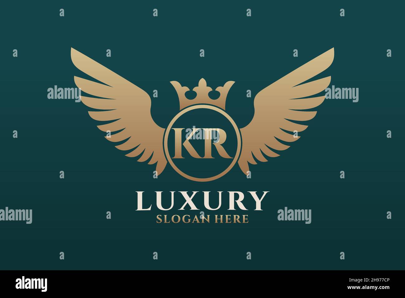 Luxury royal wing Letter KR crest Gold color Logo vector, Victory logo ...