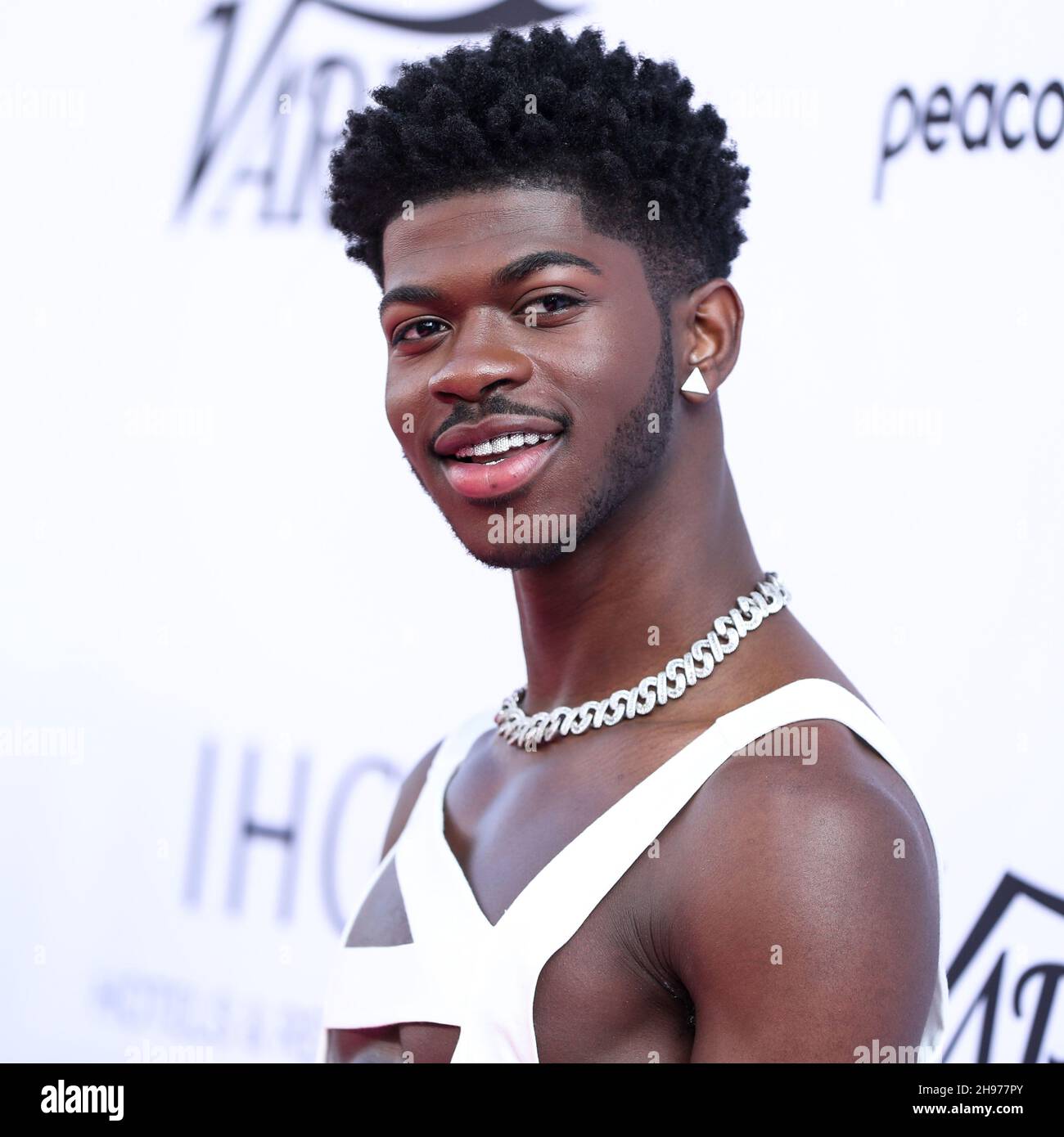 LOS ANGELES, CALIFORNIA, USA - DECEMBER 04: Rapper Lil Nas X wearing ...