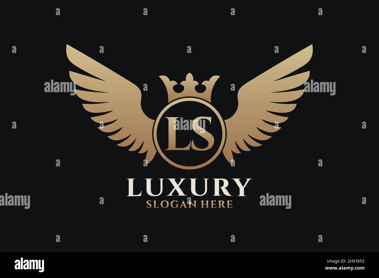 Luxury royal wing Letter LS crest Gold color Logo vector, Victory logo ...