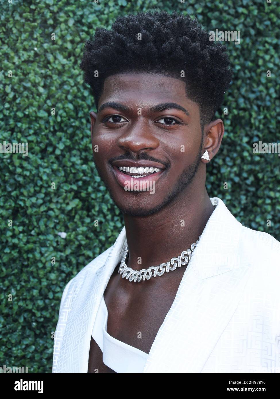 LOS ANGELES, CALIFORNIA, USA - DECEMBER 04: Rapper Lil Nas X wearing ...
