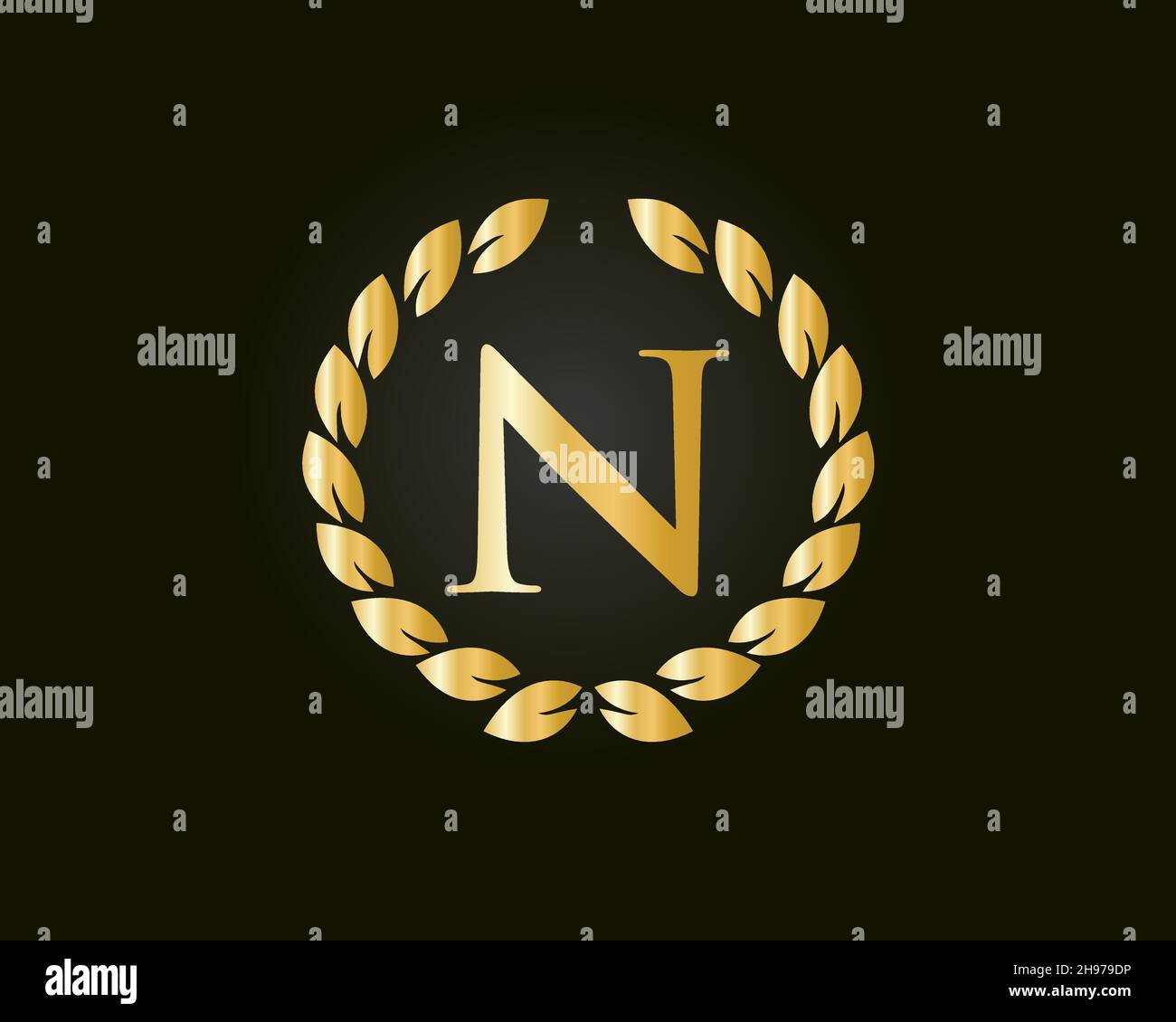 Initial letter N logo with Luxurious Concept. N Luxury Logo template in vector for Restaurant, Royalty, Boutique, Cafe, Hotel, Heraldic, Jewelry Stock Vector