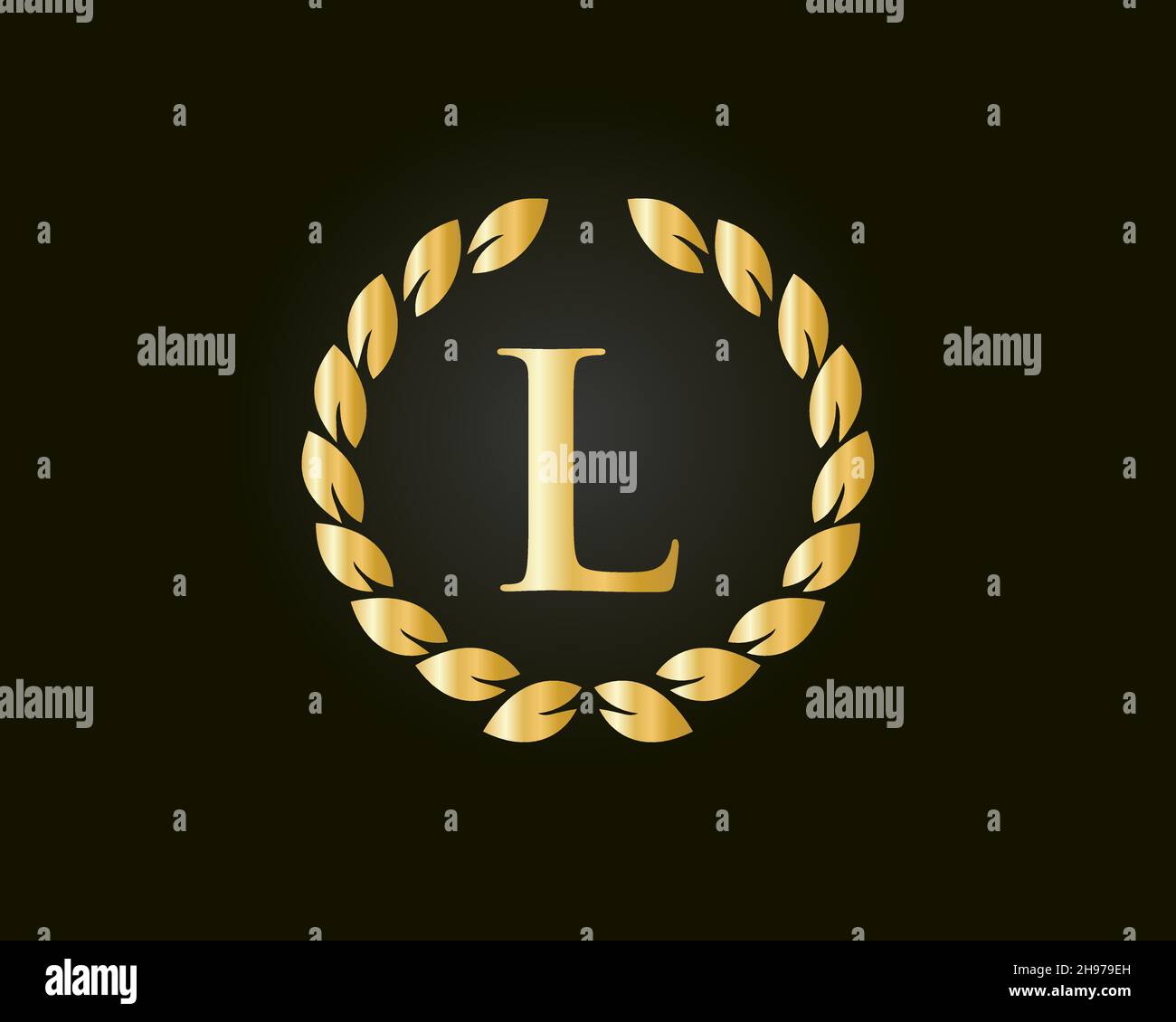 Gold Luxury V and L, VL Letter Initial Logo Icon, Monogram Floral