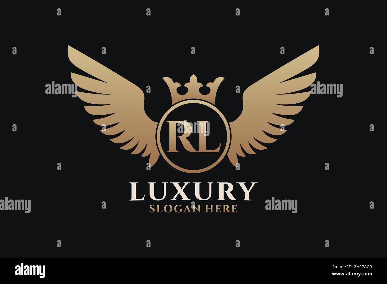 Luxury royal wing Letter RL crest Gold color Logo vector, Victory logo ...