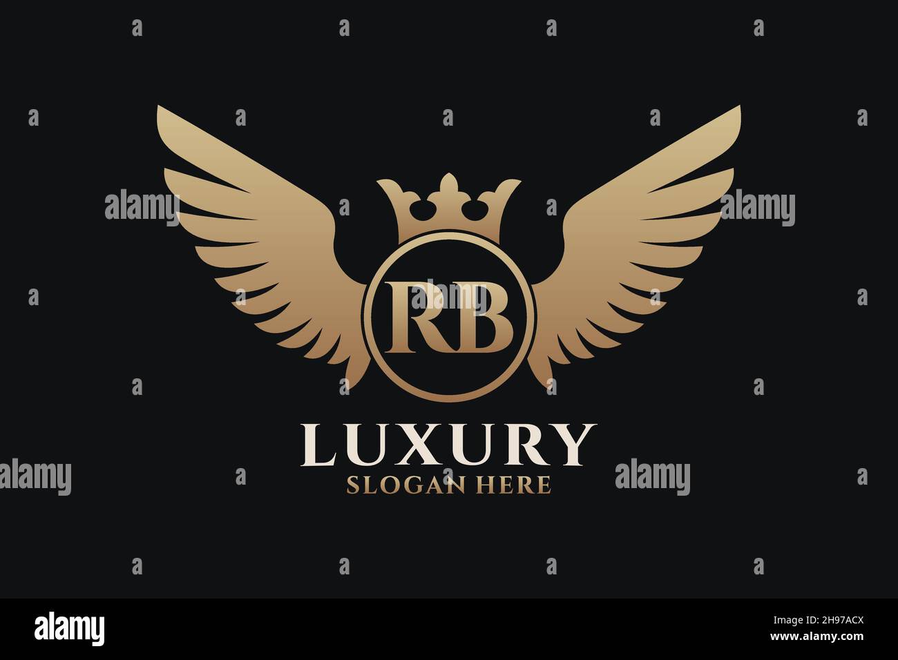 Luxury royal wing Letter RB crest Gold color Logo vector, Victory logo ...