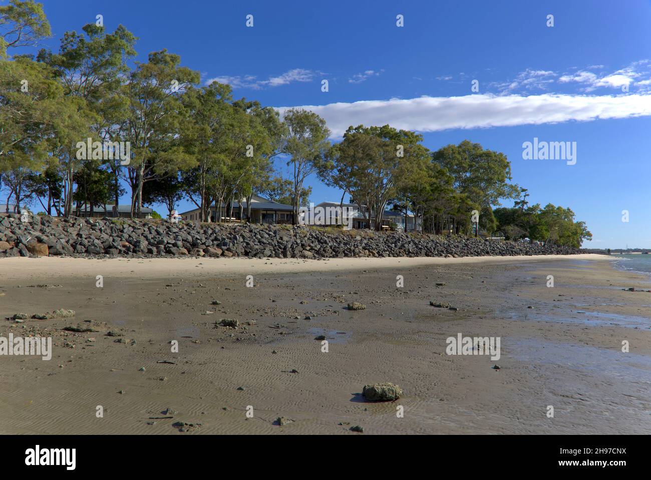 Stone wall protecting the foreshore at Burrum Heads Fraser Coast
