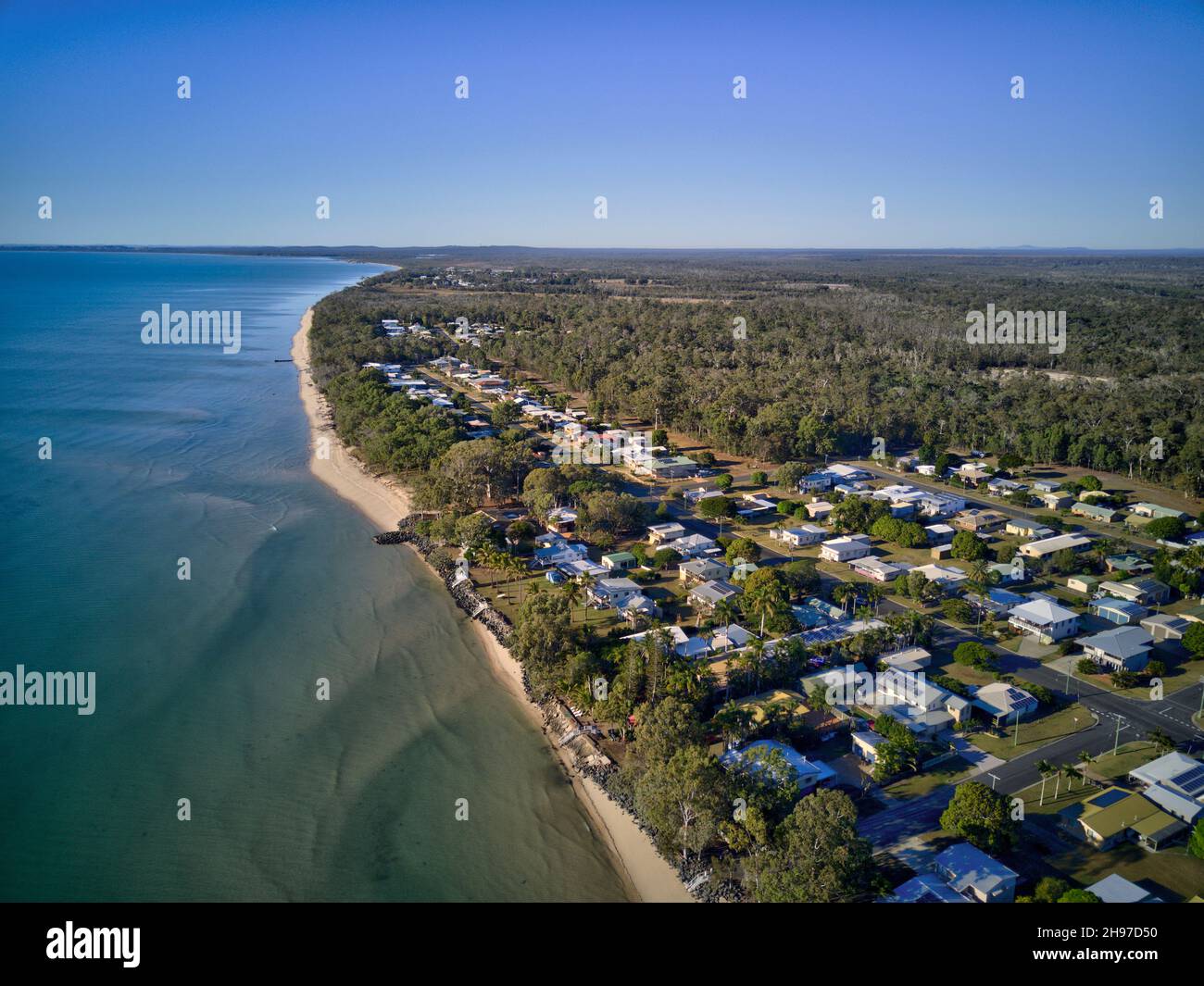 Aerial of Burrum Heads a coastal town and locality in the Fraser Coast