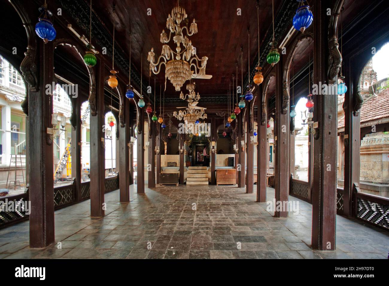 Beautifully carved wooden pillars of Sri Ram Temple and Glass ...