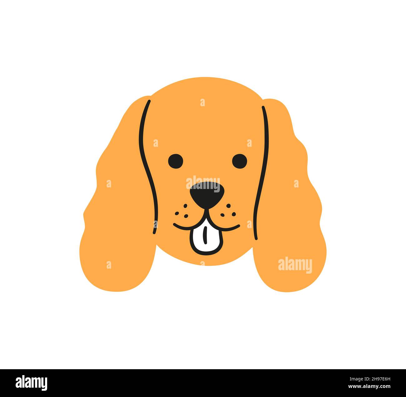 Cute cocker spaniel face. Dog head icon. Doodle dog portrait. Hand ...