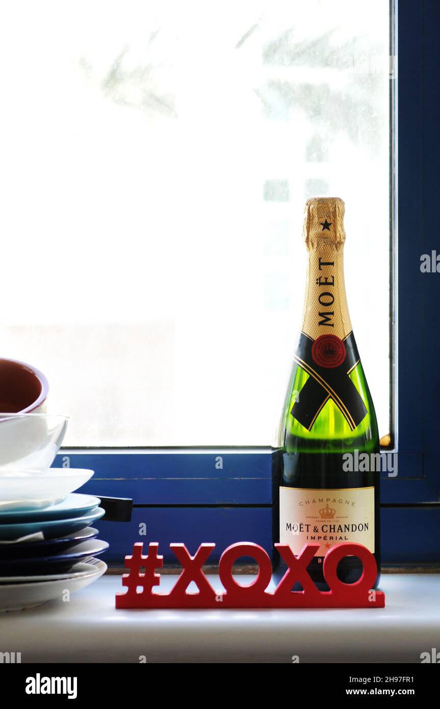 Moet and Chandon Brut Imperial Champagne Bottle , sparkling wine Stock