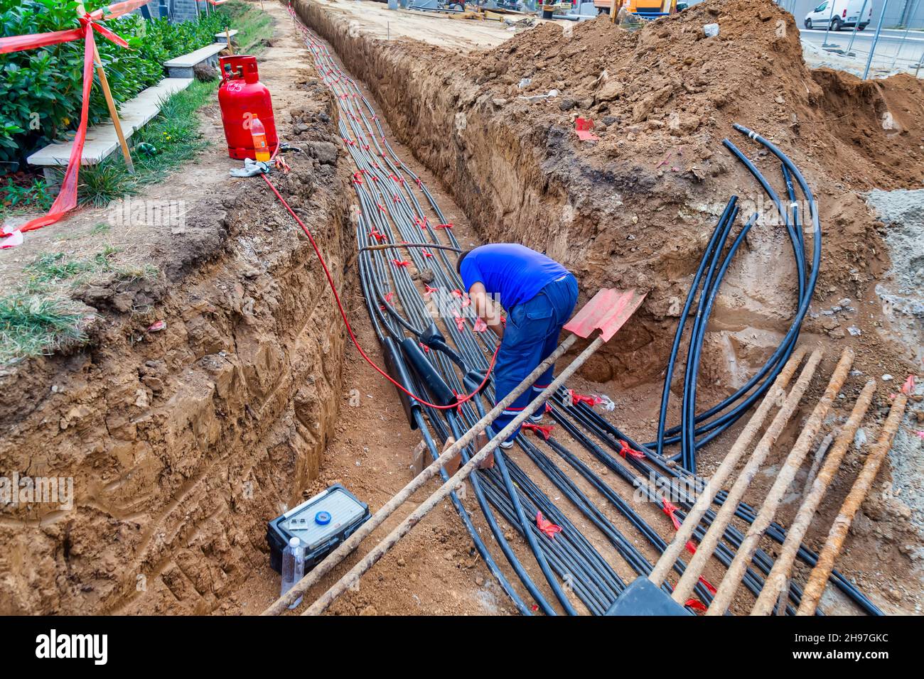 System exposed electricity electrical hazard danger hires stock