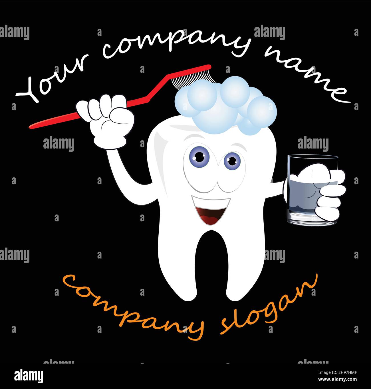 Dentist logo template isolated over black background. Dental care clipart, vector logo ideas. Stomatology vector logo illustration Stock Vector