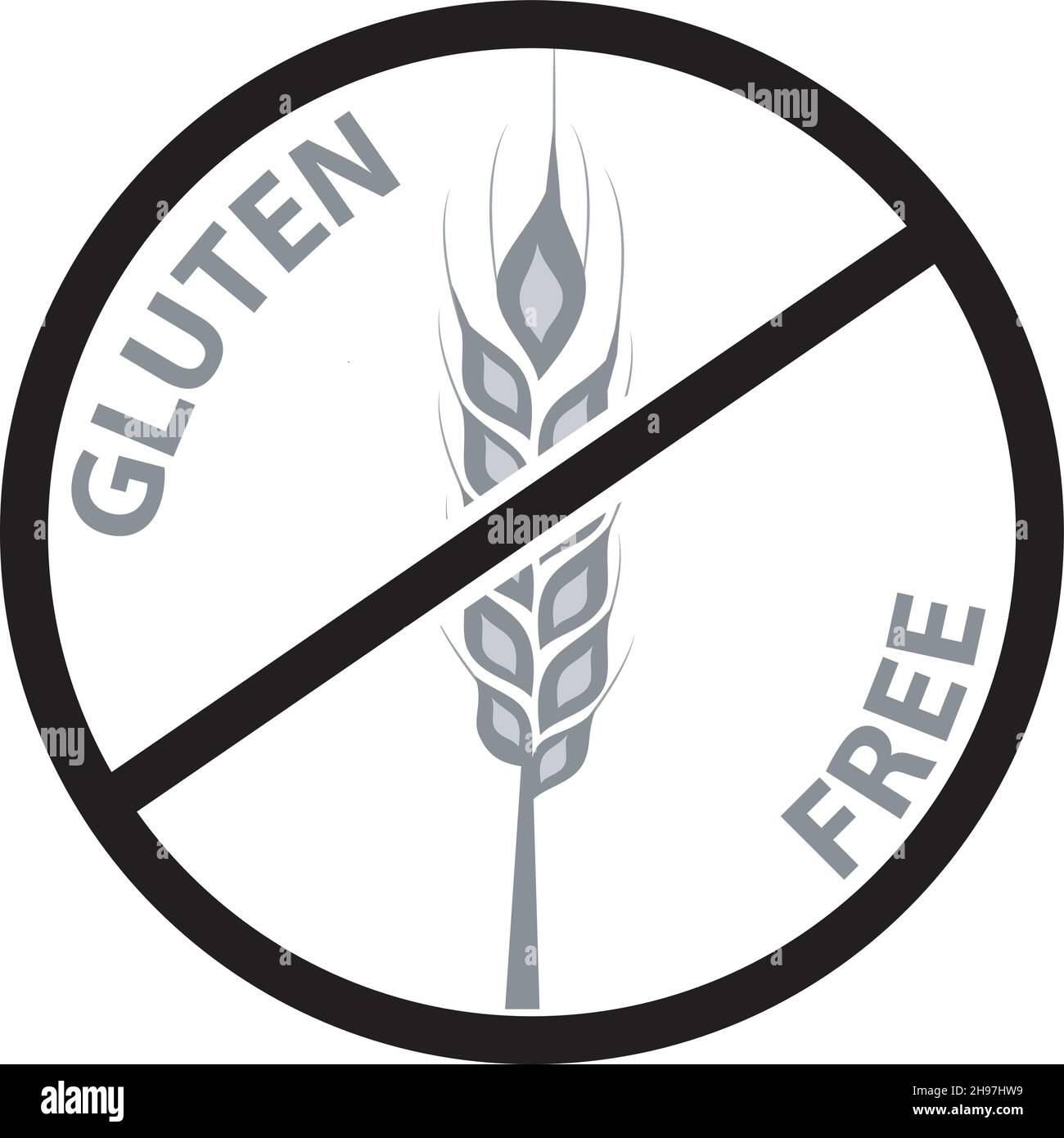 Black and white gluten free icon, gluten free vector sign isolated over white background Stock Vector