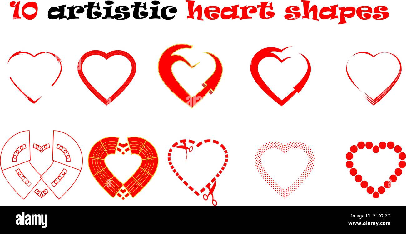Heart vector icons set isolated over white background Stock Vector ...