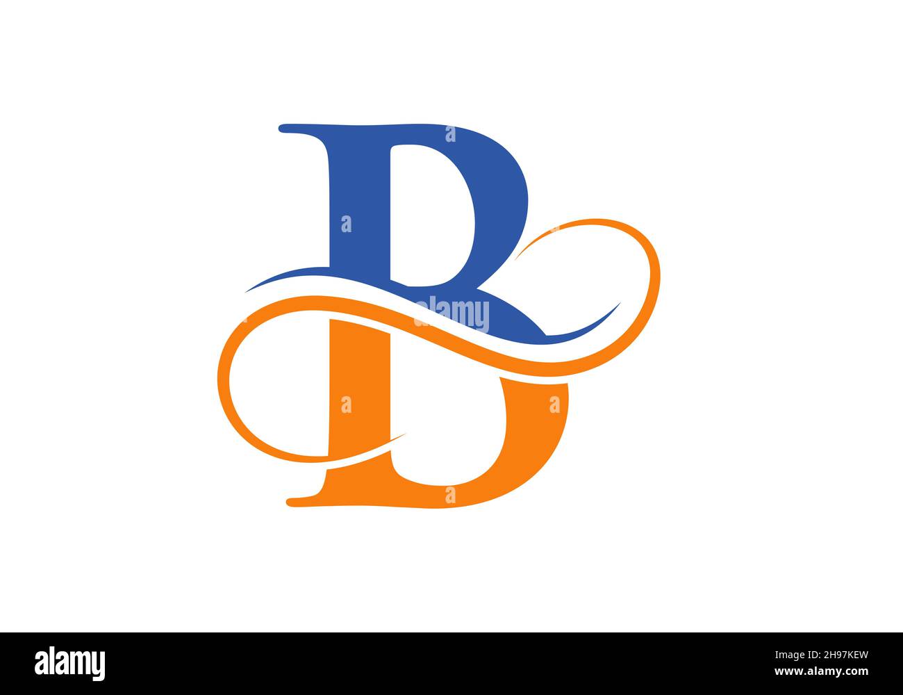 Letter B Modern Shape Logo Design Template. B Logo With Creative Curved Vector Illustration. Stock Vector