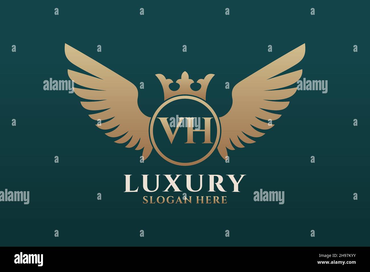 Luxury royal wing Letter VH crest Gold color Logo vector, Victory logo ...