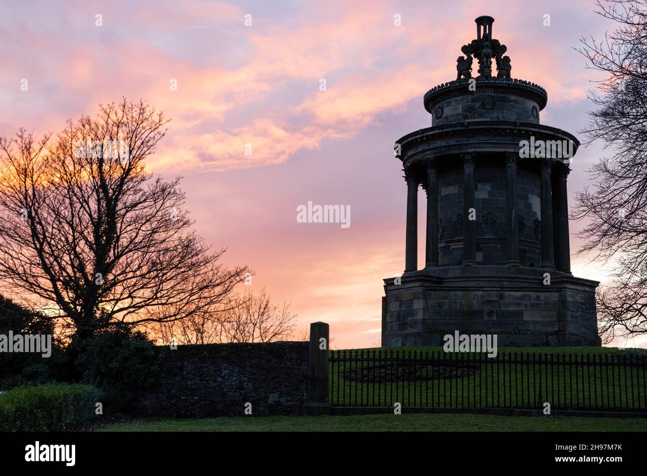 The Burns Monument in Edinburgh in Scotland, the United Kingdom at