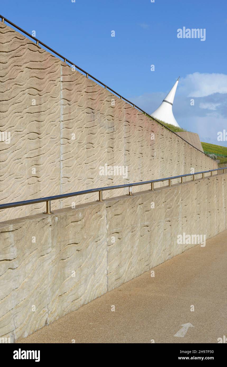 Angles are formed by a path and walkway at Barry Island, south Wales, UK Stock Photo