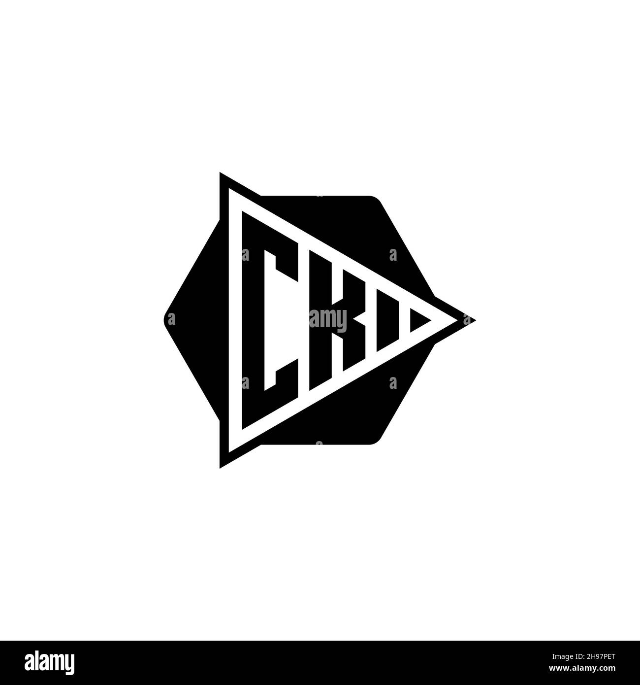 CK Monogram logo letter with triangle play button shape hexagonal rounded. Triangle circle monogram logo, triangle shield logo letter. Stock Vector