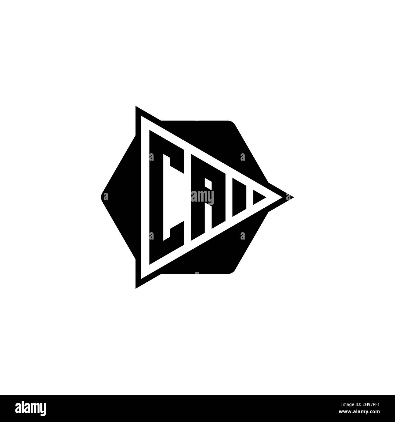 CA Monogram logo letter with triangle play button shape hexagonal rounded. Triangle circle monogram logo, triangle shield logo letter. Stock Vector
