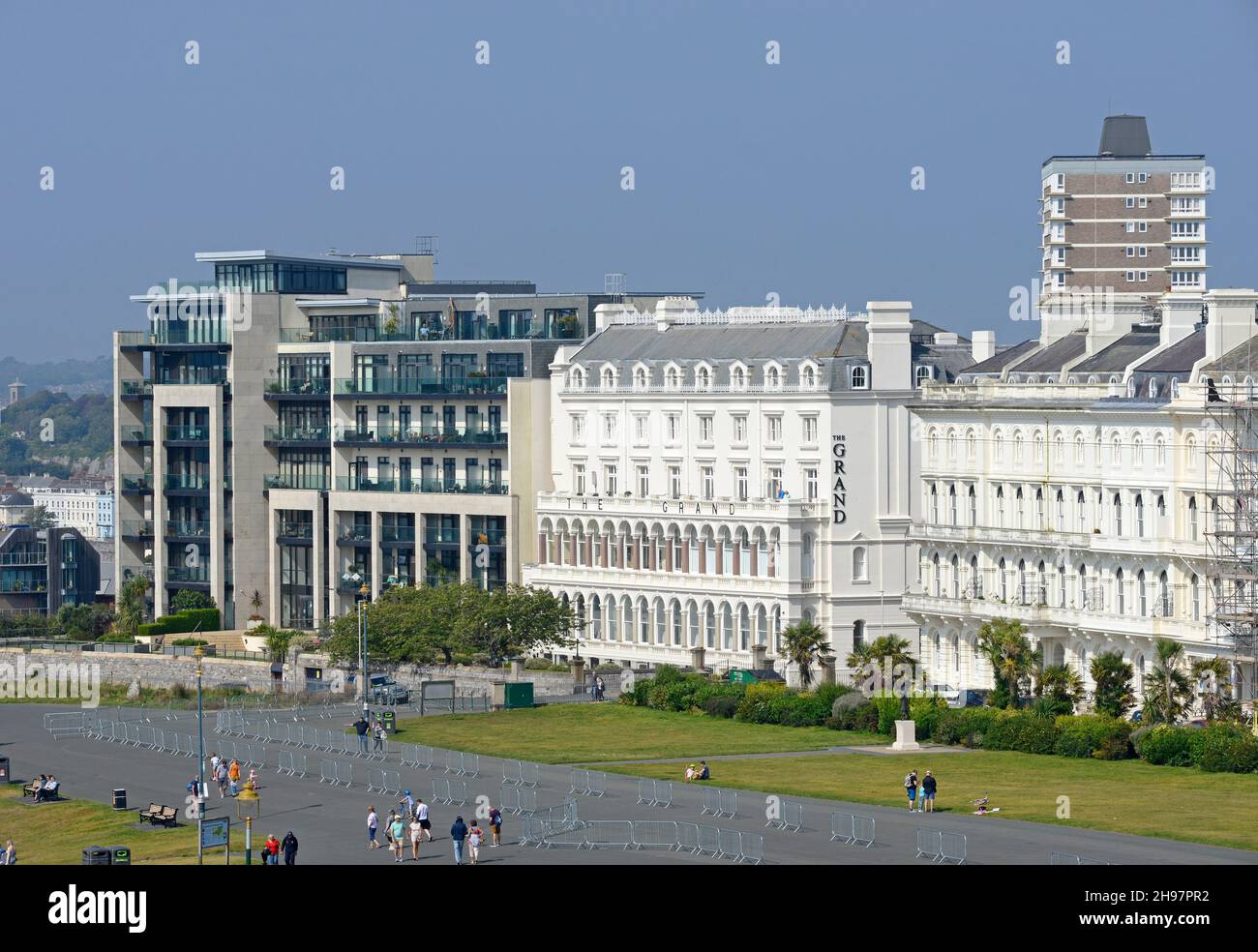 New and old buildings form a hotel and apartments on Cliff Road by the