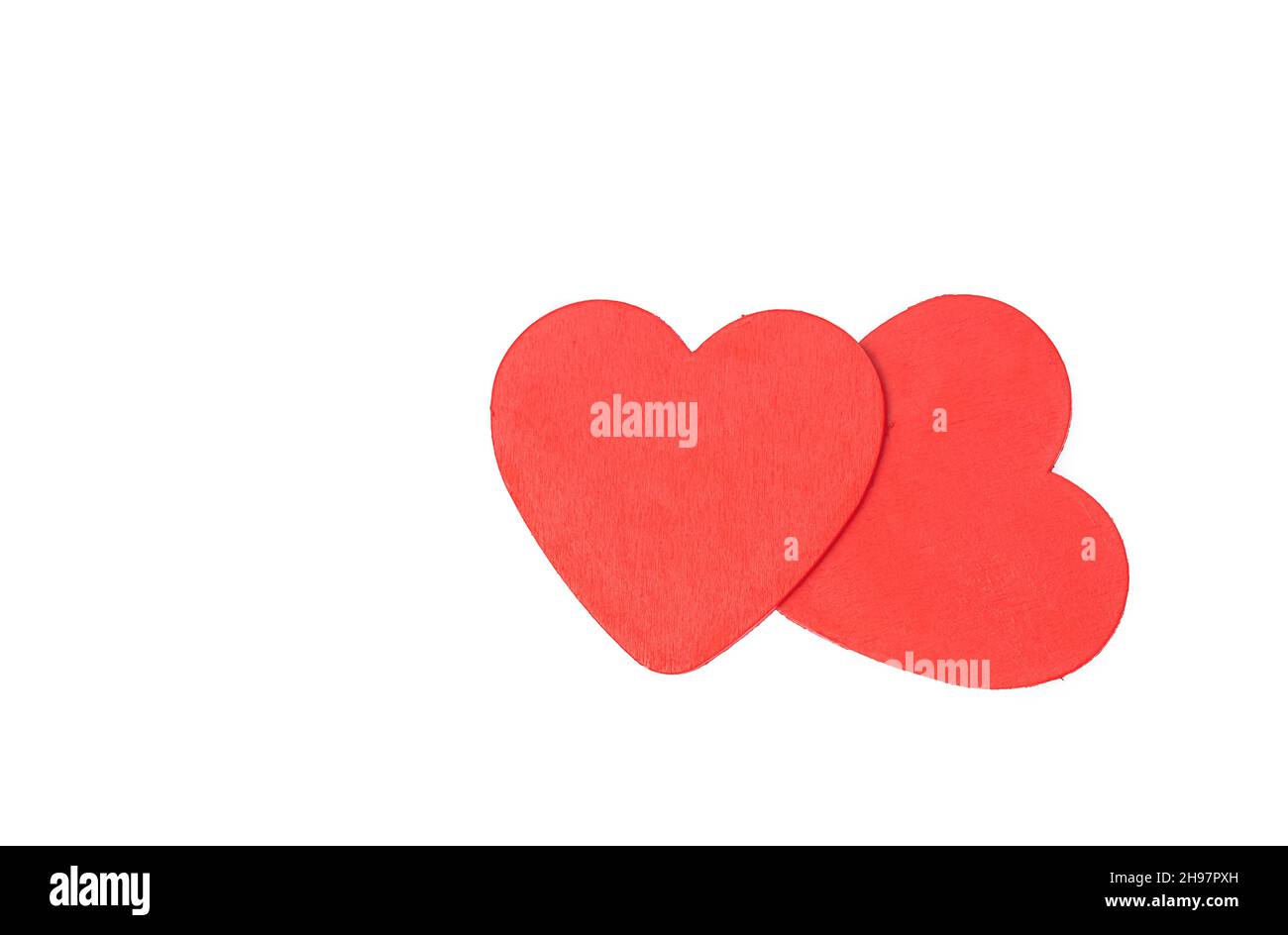 two of red hearts isolate on white background Stock Photo - Alamy