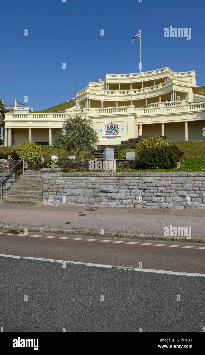 The Belvedere Wedding Cake building on the seafront at Plymouth, UK Stock Photo
