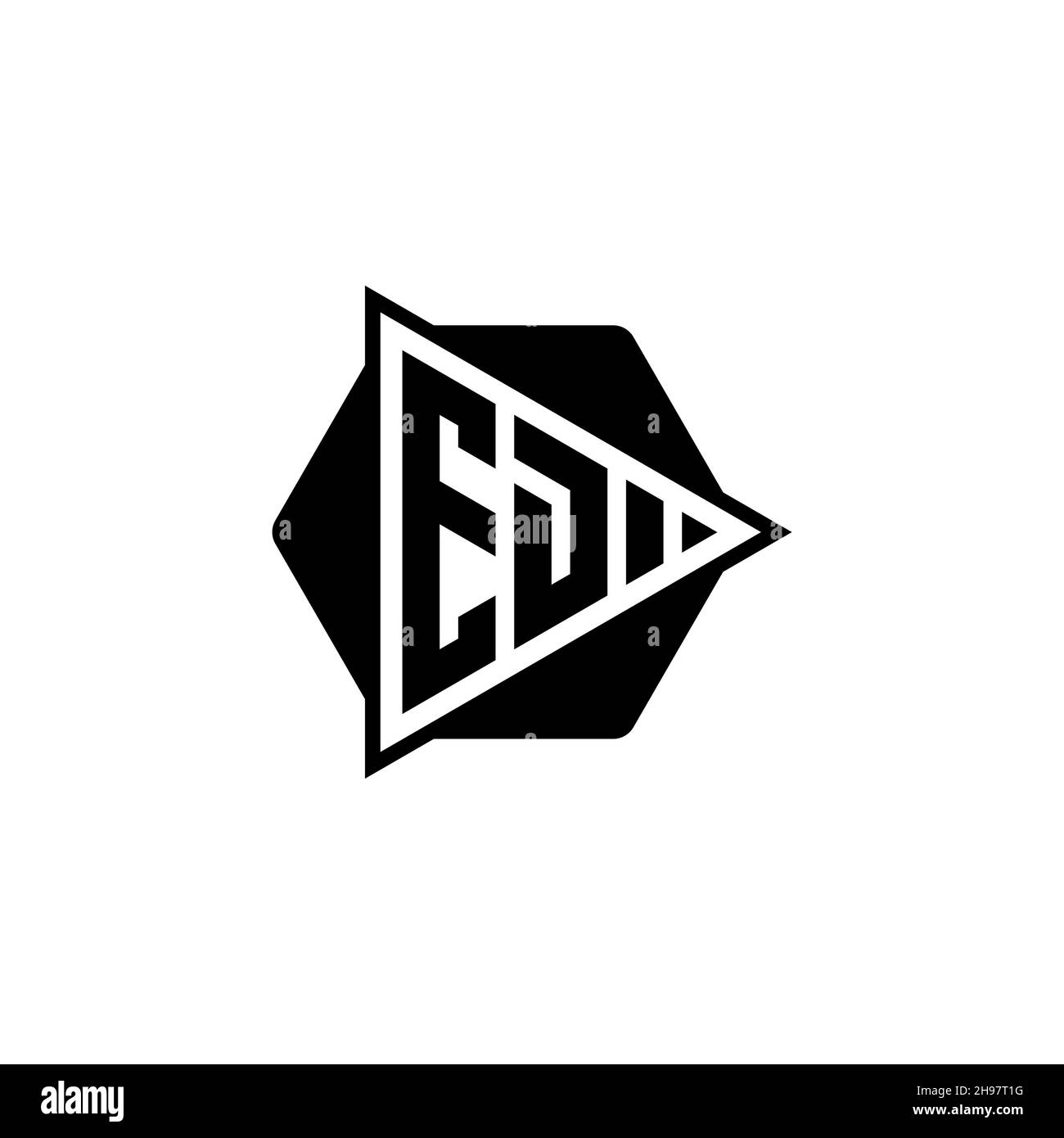 ED Monogram logo letter with triangle play button shape hexagonal rounded. Triangle circle monogram logo, triangle shield logo letter. Stock Vector