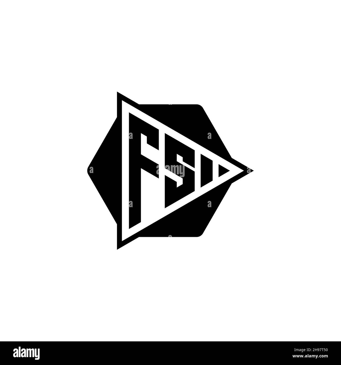 FS Monogram logo letter with triangle play button shape hexagonal rounded. Triangle circle monogram logo, triangle shield logo letter. Stock Vector